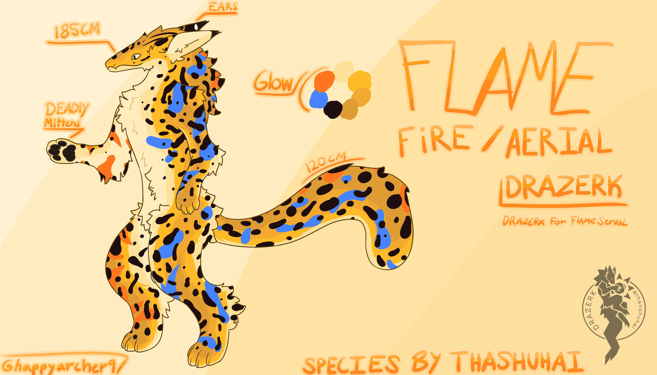 Kin Drazerk: 🌙Flame | Owned by 💛FlameServal | Drazerk Species by thanshuhai