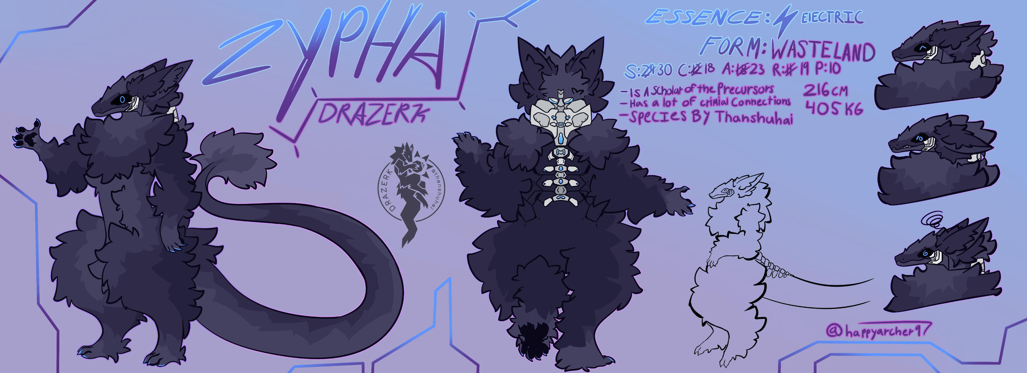 Kin Drazerk: 🌙Zypha | Owned by 💛SteamStucKobold | Drazerk Species by thanshuhai