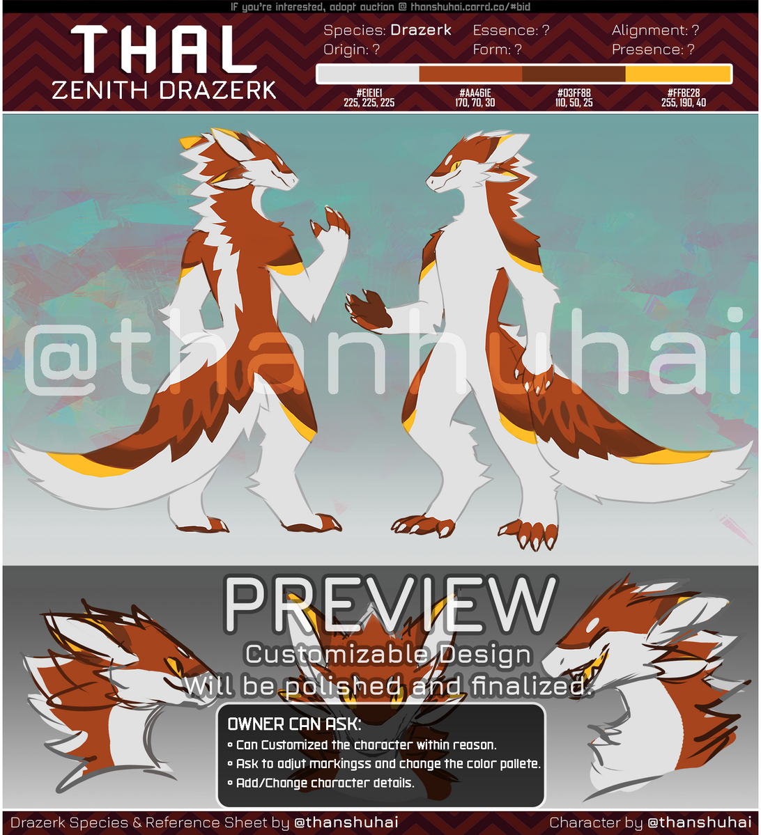 Official Zenith Drazerk: 🪐Thal | Owned by 💛Naz | Drazerk Species by thanshuhai