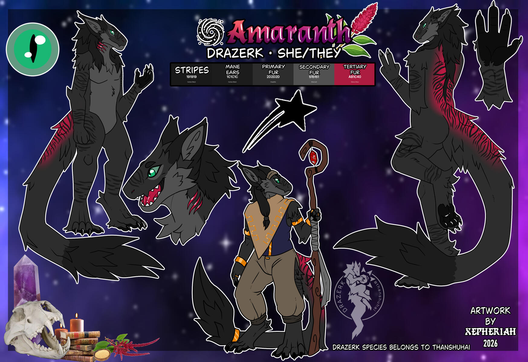 Kin Drazerk: 🌙Amaranth | Owned by 💛Xepheriah | Drazerk Species by thanshuhai
