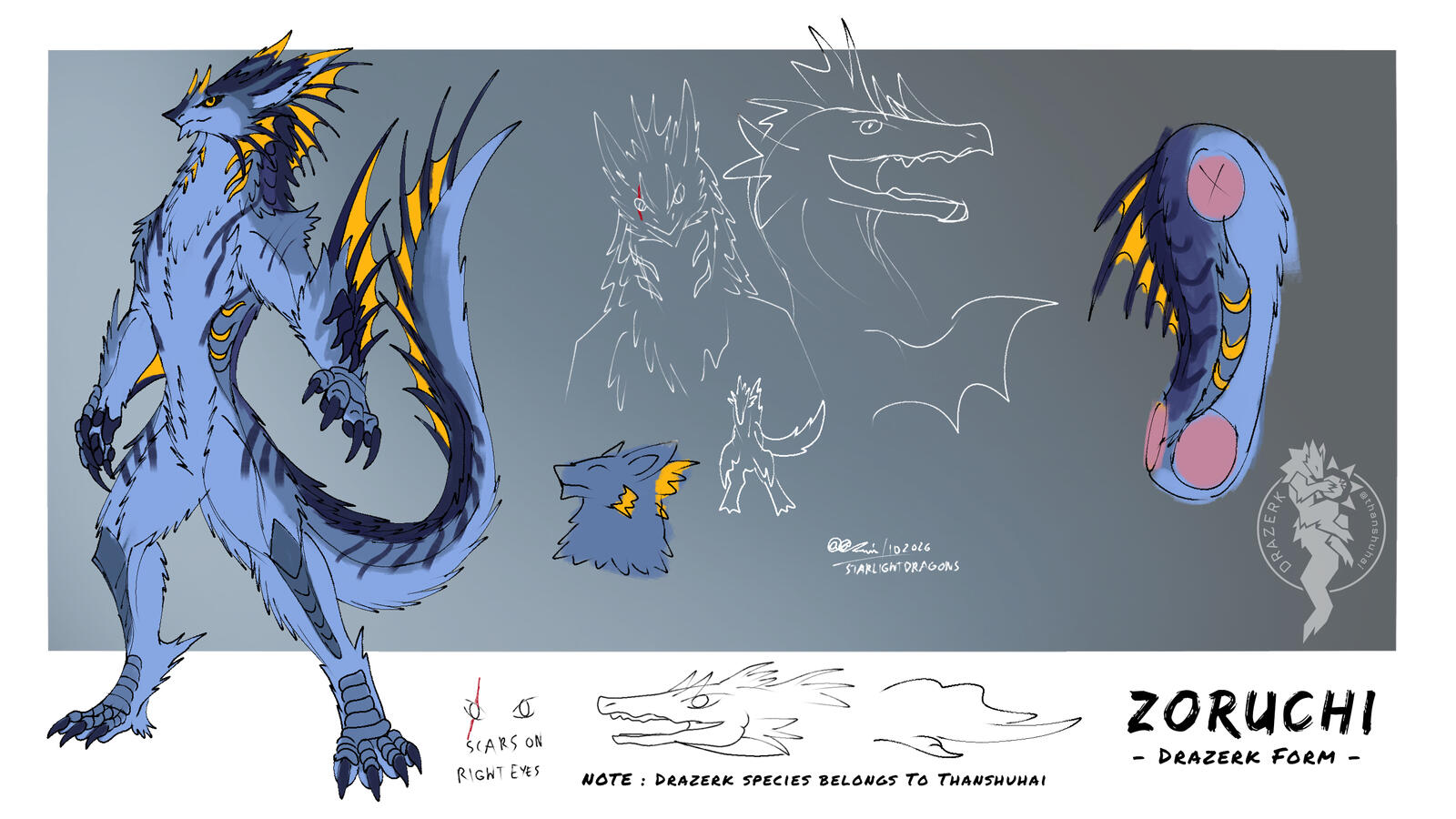 Kin Drazerk: 🌙Zoruchi | Owned by 💛le_fishe_salmonela | Drazerk Species by thanshuhai