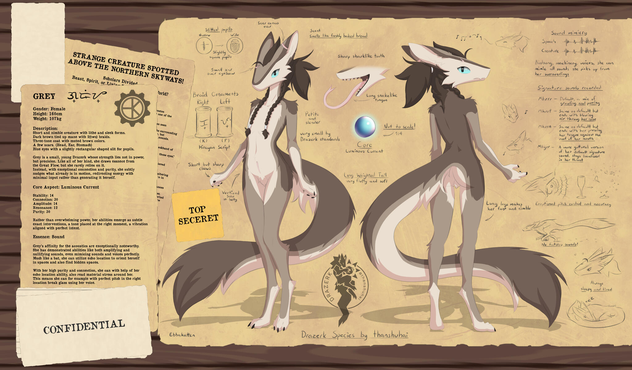 Kin Drazerk: 🌙Grey | Owned by 💛Ebbakatten | Drazerk Species by thanshuhai