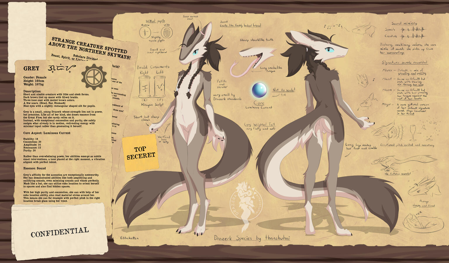 Kin Drazerk: 🌙Grey | Owned by 💛Ebbakatten | Drazerk Species by thanshuhai