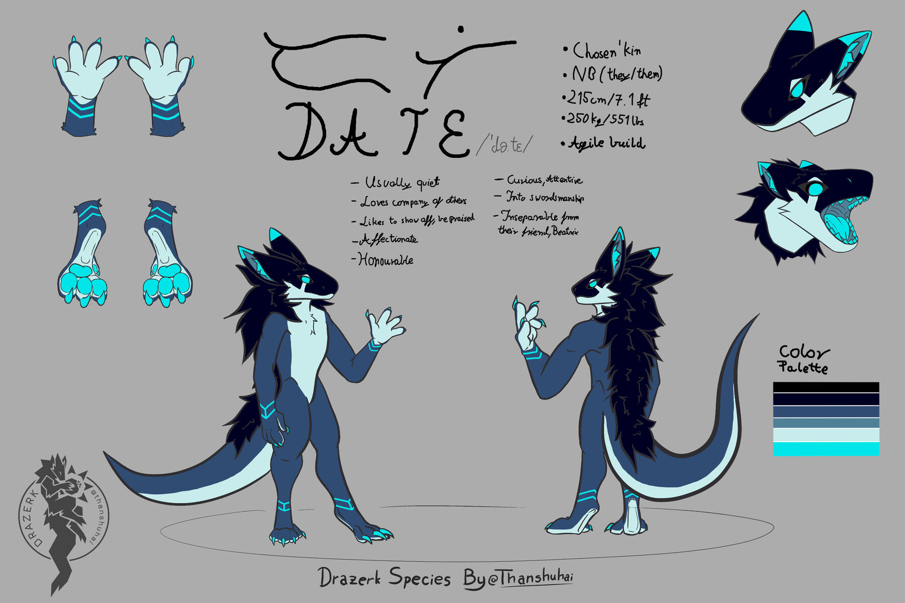Kin Drazerk: 🌙Date | Owned by 💛Ainn | Drazerk Species by thanshuhai